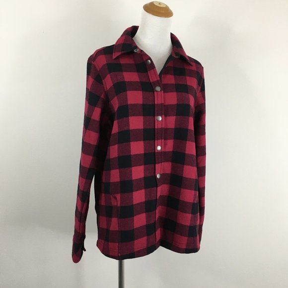 Orvis Jackets & Coats Orvis Long Sleeve Red Black Checks Logo Snap